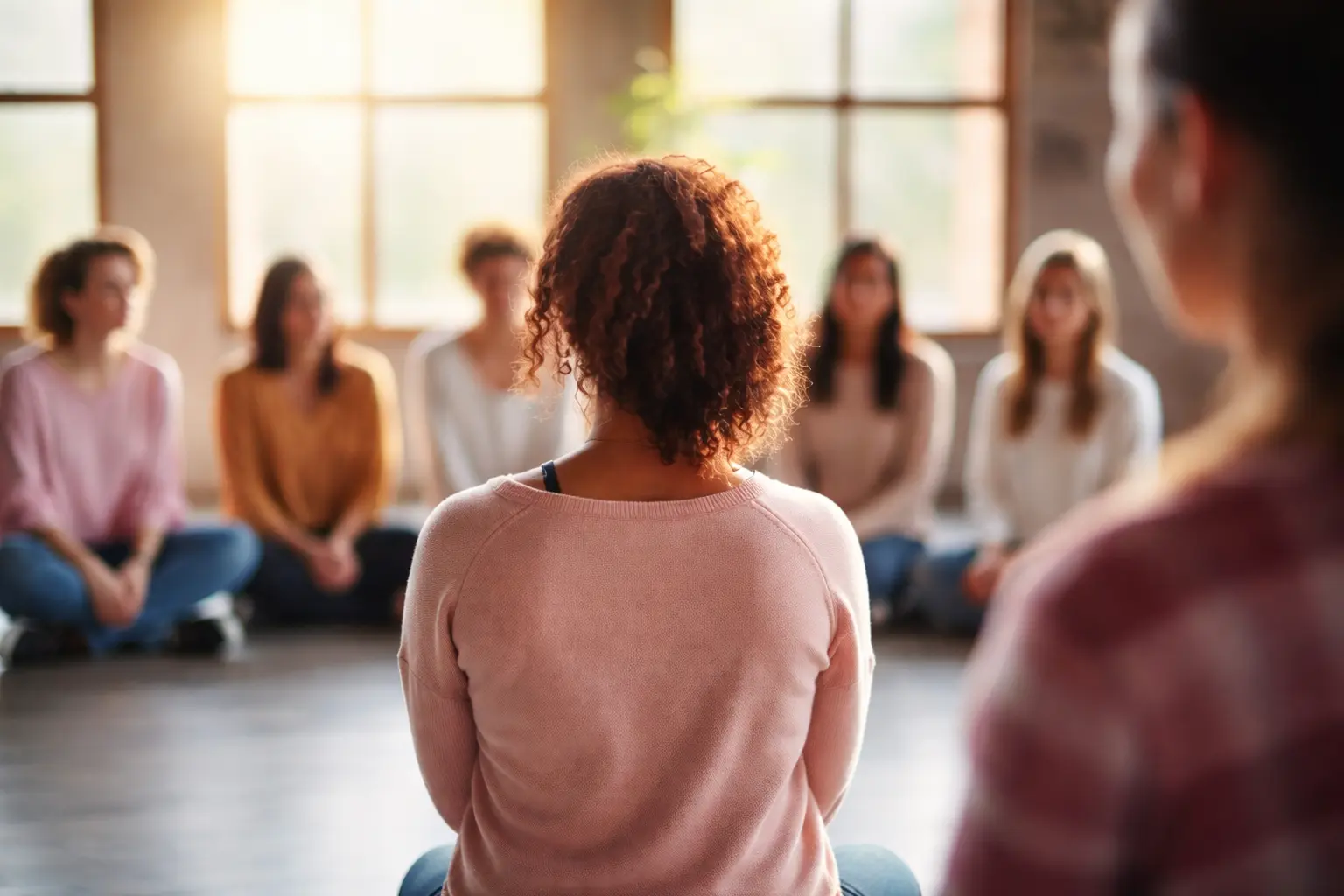 Grupo de personas sentadas en círculo